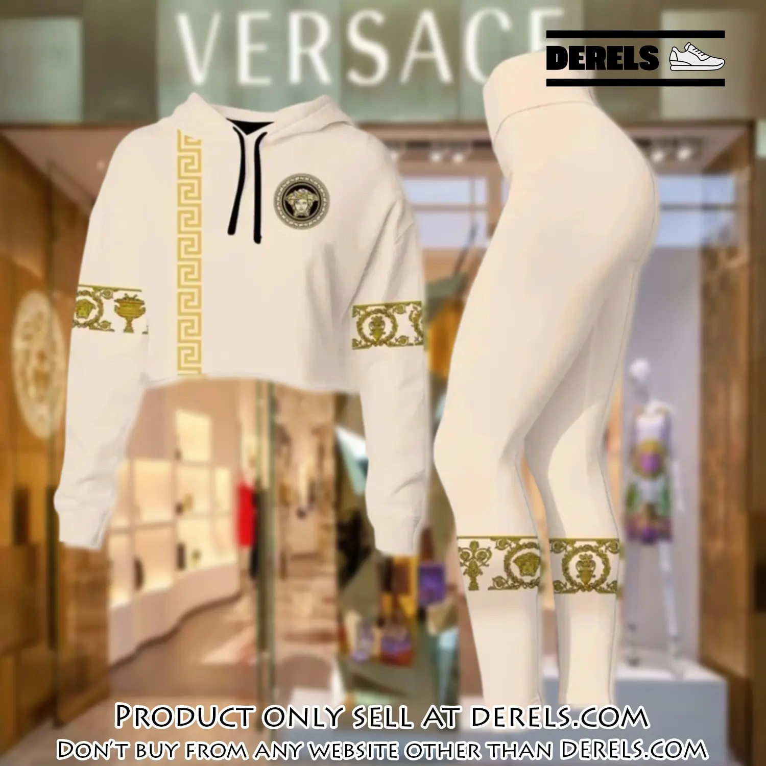 Versace medusa cream luxury brand clothes leggings and crop top set for women dr2027969